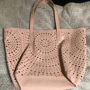 Bath and Body Works Baby pink tote gold detailing